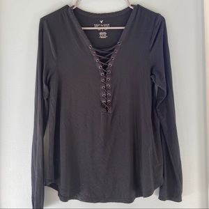 Crossed Front Long Sleeve American Eagle Shirt